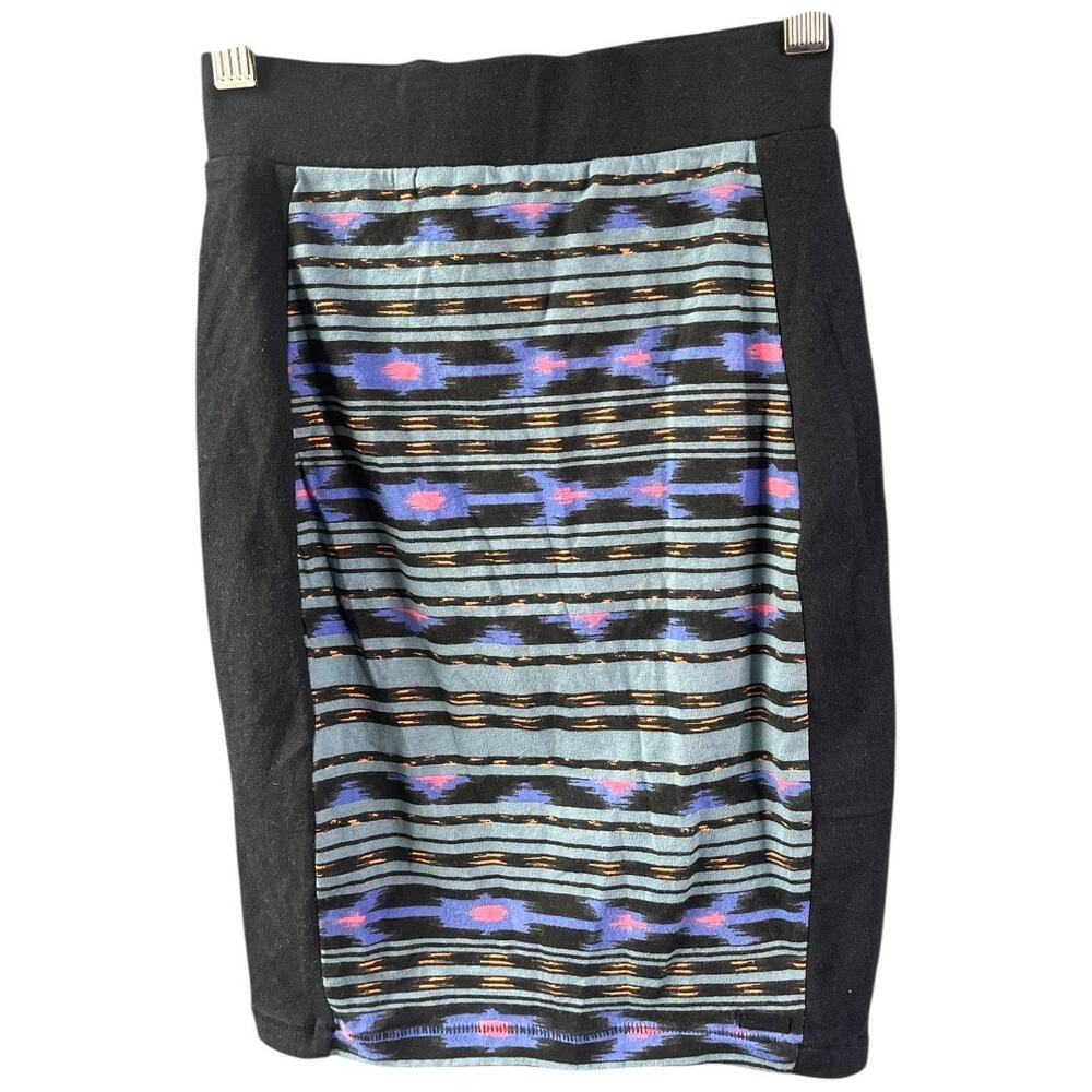 Obey Propaganda Illusion fitted pencil skirt single stitched black blue XXS NWT